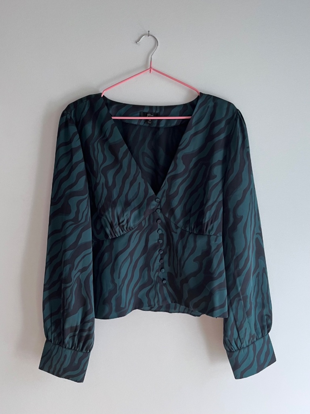 J.Crew Teal romantic v-neck blouse - Size 14